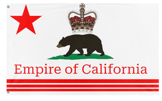 A mockup of the custom flag 'Empire of California  flag' on a white background