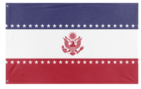 A mockup of the custom flag 'American Flag in the Style of Iran' on a white background