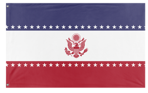 A mockup of the custom flag 'American Flag in the Style of Iran' on a white background