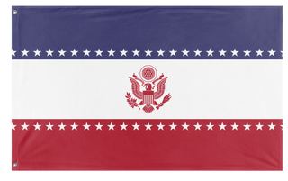 A mockup of the custom flag 'American Flag in the Style of Iran' on a white background
