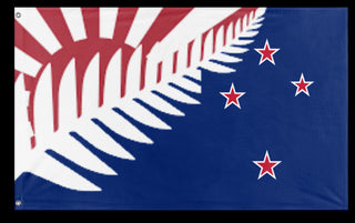 A mockup of the custom flag 'Japanese New Zealand  flag' on a white background