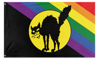 A mockup of the custom flag 'Sabot Pride flag' on a white background