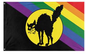 A mockup of the custom flag 'Sabot Pride flag' on a white background