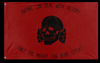 A mockup of the custom flag 'memeskullreenactment  flag' on a white background