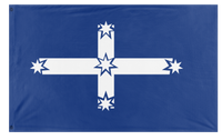 A mockup of the custom flag 'EUREKA! flag' on a white background
