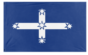 A mockup of the custom flag 'EUREKA! flag' on a white background