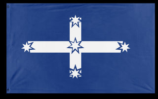 A mockup of the custom flag 'EUREKA! flag' on a white background