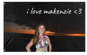 A mockup of the custom flag 'makenzie flag' on a white background