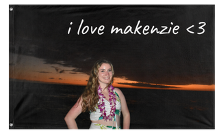 A mockup of the custom flag 'makenzie flag' on a white background