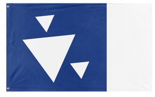 A mockup of the custom flag 'Example Square flag' on a white background