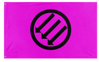 A mockup of the custom flag 'Pink Iron Front flag' on a white background