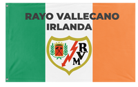 A mockup of the custom flag 'RAYO VALLECANO flag' on a white background