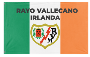 A mockup of the custom flag 'RAYO VALLECANO flag' on a white background