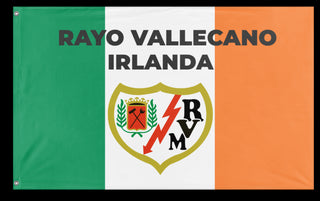 A mockup of the custom flag 'RAYO VALLECANO flag' on a white background