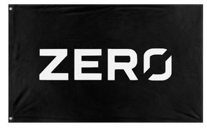 A mockup of the custom flag 'ZERO flag' on a white background