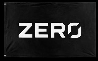 A mockup of the custom flag 'ZERO flag' on a white background