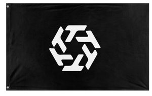 A mockup of the custom flag 'T-hub flag' on a white background