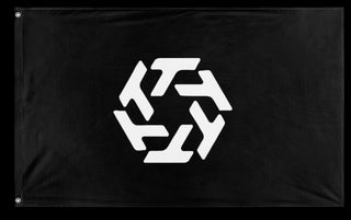 A mockup of the custom flag 'T-hub flag' on a white background