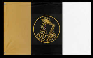 A mockup of the custom flag 'AHS Saxes flag' on a white background