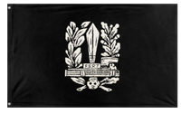 A mockup of the custom flag 'blackshirt flag' on a white background