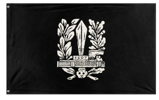 A mockup of the custom flag 'blackshirt flag' on a white background