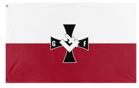 A mockup of the custom flag 'Grupa Falanga flag' on a white background