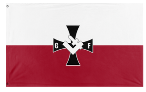 A mockup of the custom flag 'Grupa Falanga flag' on a white background