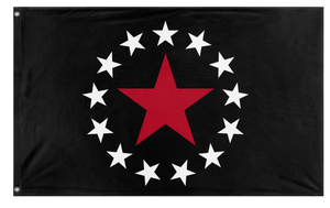 A mockup of the custom flag 'The ARU flag' on a white background