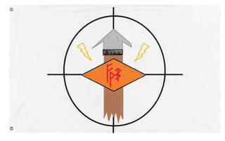 A mockup of the custom flag 'FPS flag' on a white background