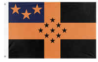 A mockup of the custom flag 'Portoia flag' on a white background