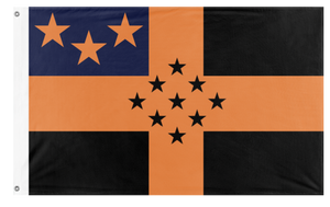 A mockup of the custom flag 'Portoia flag' on a white background
