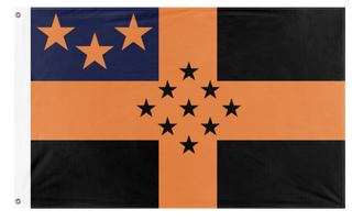 A mockup of the custom flag 'Portoia flag' on a white background