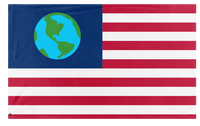 A mockup of the custom flag 'Earthican Space America flag' on a white background