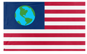 A mockup of the custom flag 'Earthican Space America flag' on a white background