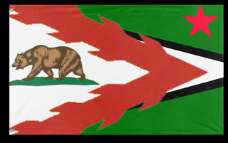 A mockup of the custom flag 'California flag redesign' on a white background