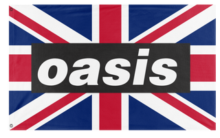 A mockup of the custom flag 'Oasis Flag' on a white background