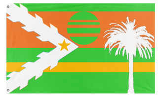 A mockup of the custom flag 'Miami  flag redesign' on a white background