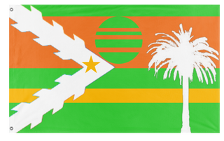 A mockup of the custom flag 'Miami flag redesign' on a white background
