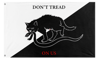 A mockup of the custom flag 'Anarchist Cat flag' on a white background