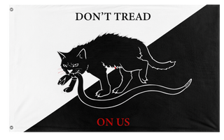 A mockup of the custom flag 'Anarchist Cat flag' on a white background