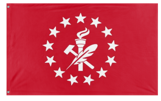 A mockup of the custom flag 'APLA Jacobins flag' on a white background