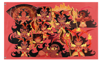 A mockup of the custom flag 'Burning Spice Cookie  flag' on a white background