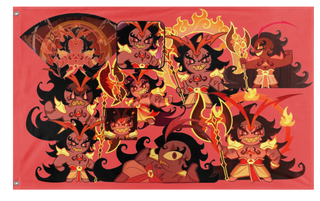 A mockup of the custom flag 'Burning Spice Cookie  flag' on a white background