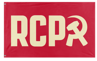 A mockup of the custom flag 'RCP Tan Flag' on a white background