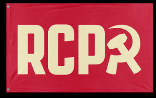 A mockup of the custom flag 'RCP Tan Flag' on a white background