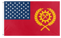 A mockup of the custom flag 'United Socialist States of America flag' on a white background