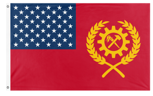 A mockup of the custom flag 'United Socialist States of America flag' on a white background