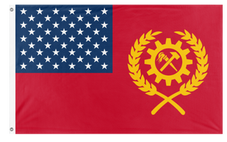 A mockup of the custom flag 'United Socialist States of America flag' on a white background