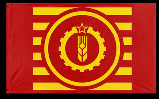 A mockup of the custom flag 'American Socialist States flag' on a white background