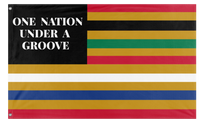 A mockup of the custom flag 'One Nation Under A Groove flag' on a white background